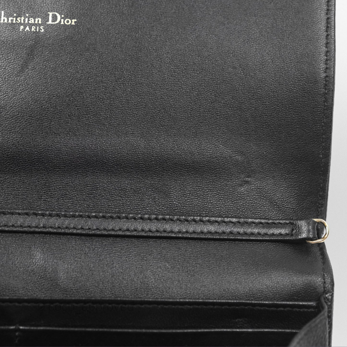 Christian Dior Diorama Croisiere Chain Wallet Black Grained Calfskin Gold Hardware