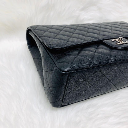 Classic Single Flap Maxi in Black Caviar Leather with SHW