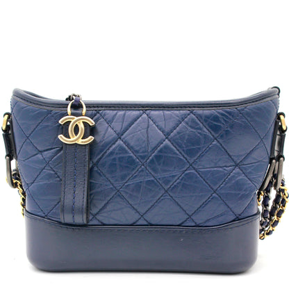 Calfskin Quilted Small Gabrielle Hobo Blue