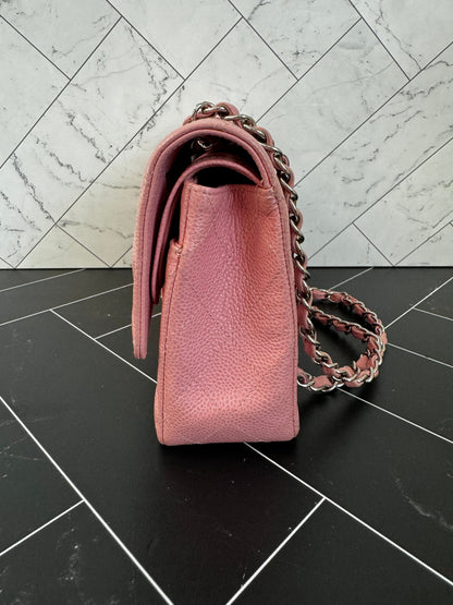 Chanel Double Flap Medium Caviar Rose Sakura Bag