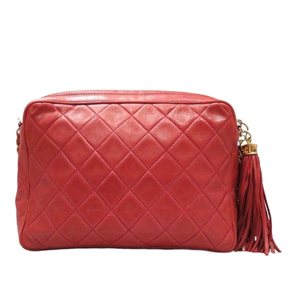 Chanel CC Lambskin Leather Crossbody Red