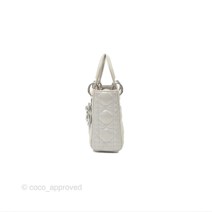 Christian Dior Mini Lady Dior Metallic Silver Nubuck Silver Hardware