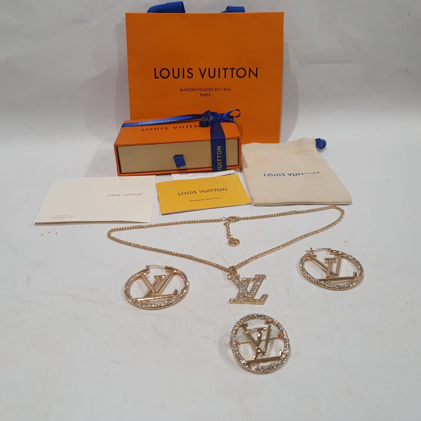 Louis  Vuitton Necklace, Earrings and Brooch Set