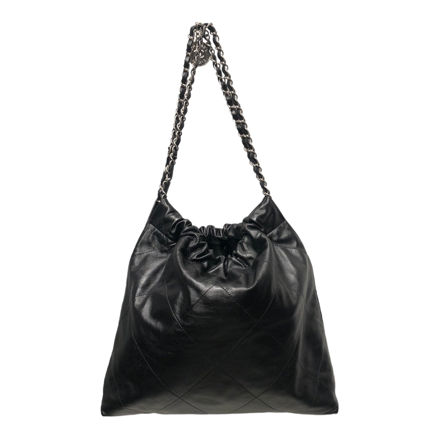 Chanel Hand Bag Leather BLK '22 QUILTED HOBO
