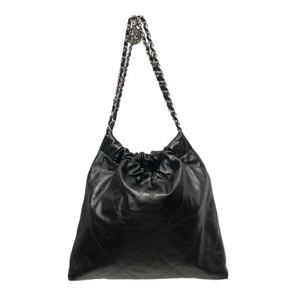 Chanel Hand Bag Leather BLK '22 QUILTED HOBO