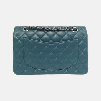 Chanel Classic Flap Small Teal Green Caviar Leather with Silver Hardware, 2019