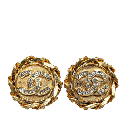 CHANEL CC Rhinestone Clip on Earrings Costume Earrings