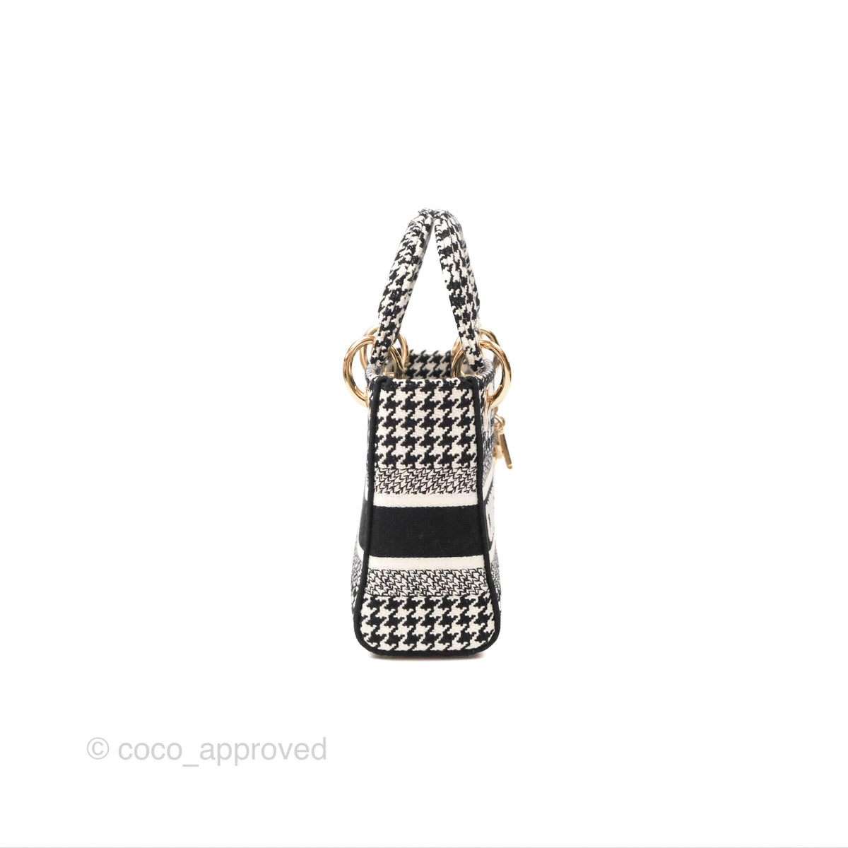 Christian Dior Mini Lady D-Lite Bag Black White Houndstooth