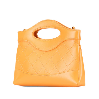 Orange Chanel Nano Shiny Crumpled Calfskin 31 Shopping Bag Satchel