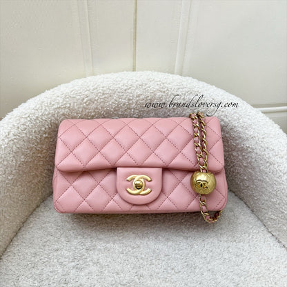 Chanel Pearl Crush Mini Rectangular Flap in 23K Pink Stiff Lambskin and AGHW