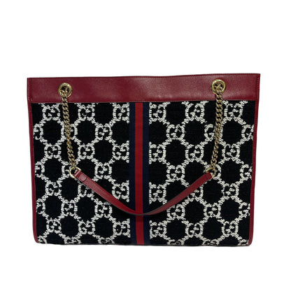Gucci Rajah Tote Large GG Supreme Cherry Black White GHW
