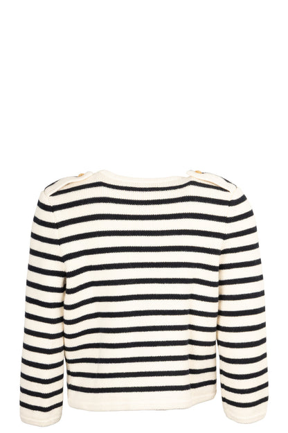 CELINE Knit Jacket Striped Black White