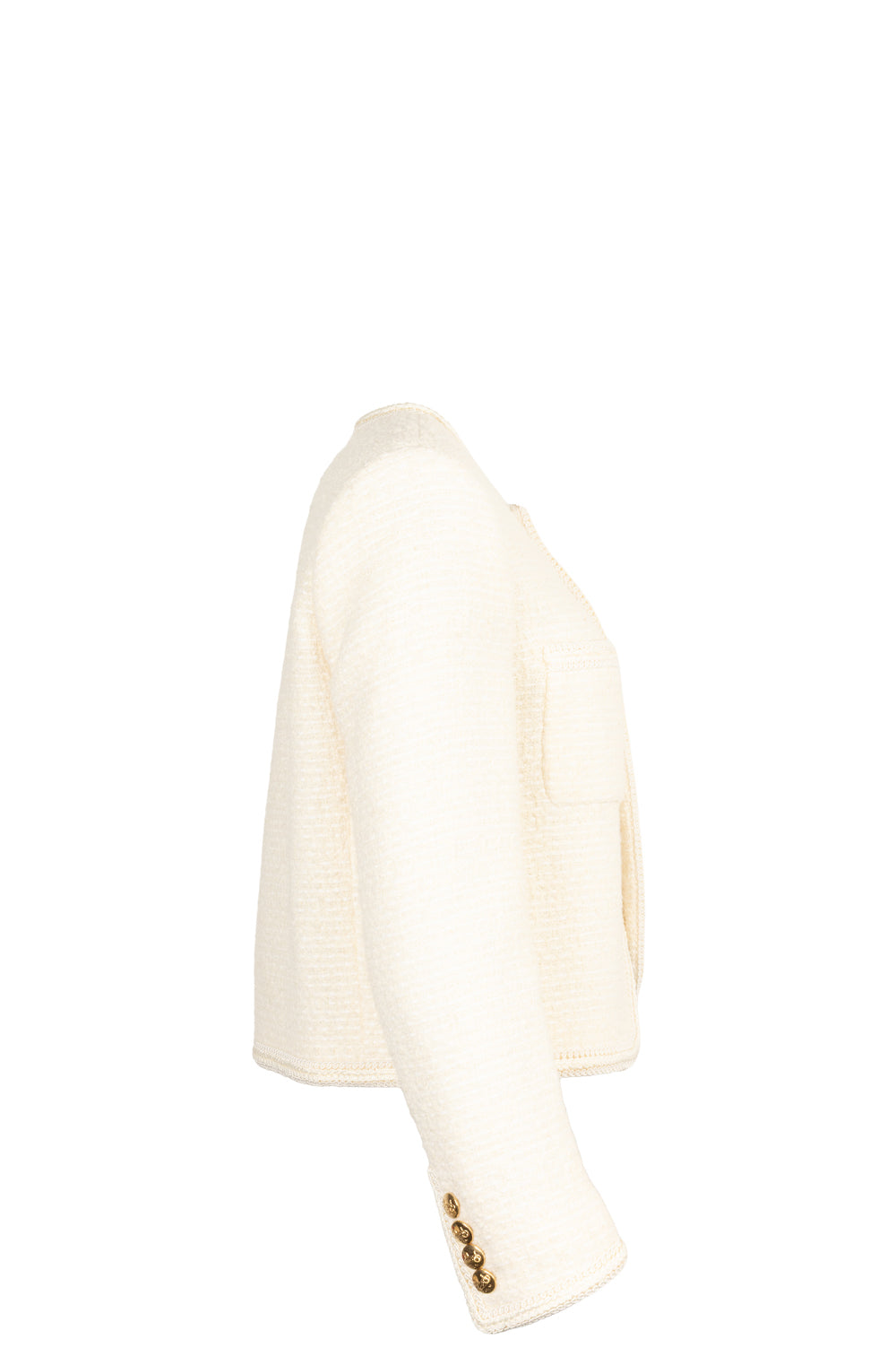 CELINE Patch Pocket Tweed Jacket Ivory
