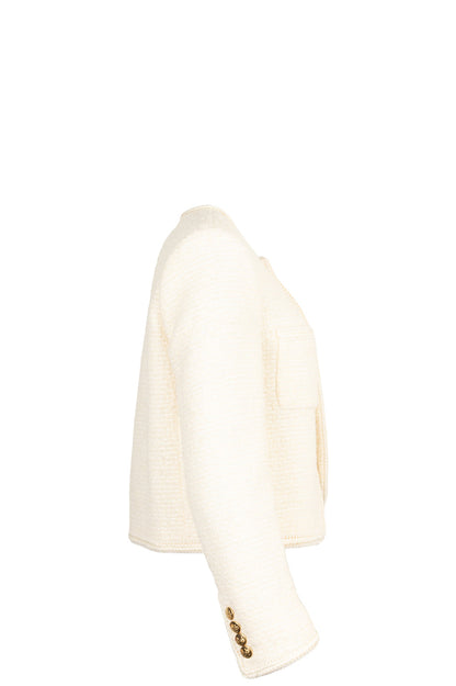 CELINE Patch Pocket Tweed Jacket Ivory