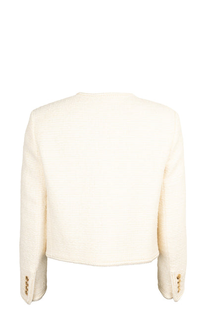 CELINE Patch Pocket Tweed Jacket Ivory