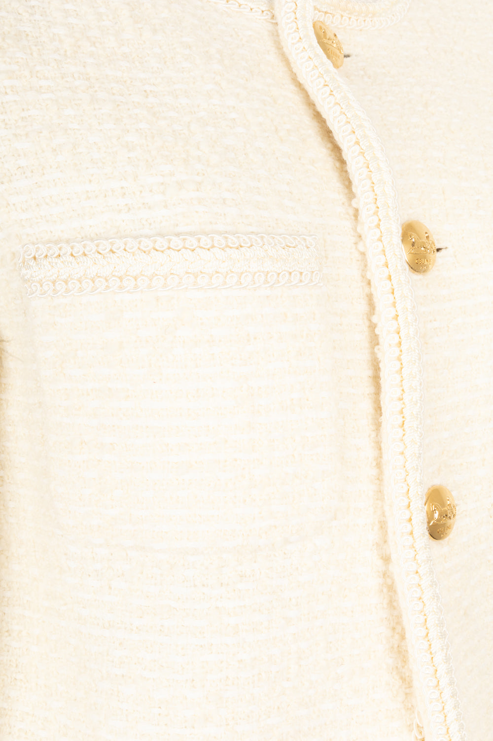 CELINE Patch Pocket Tweed Jacket Ivory