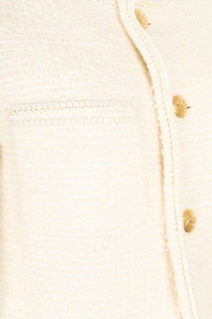 CELINE Patch Pocket Tweed Jacket Ivory