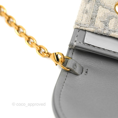 Dior Saddle Wallet On Chain Grey Oblique