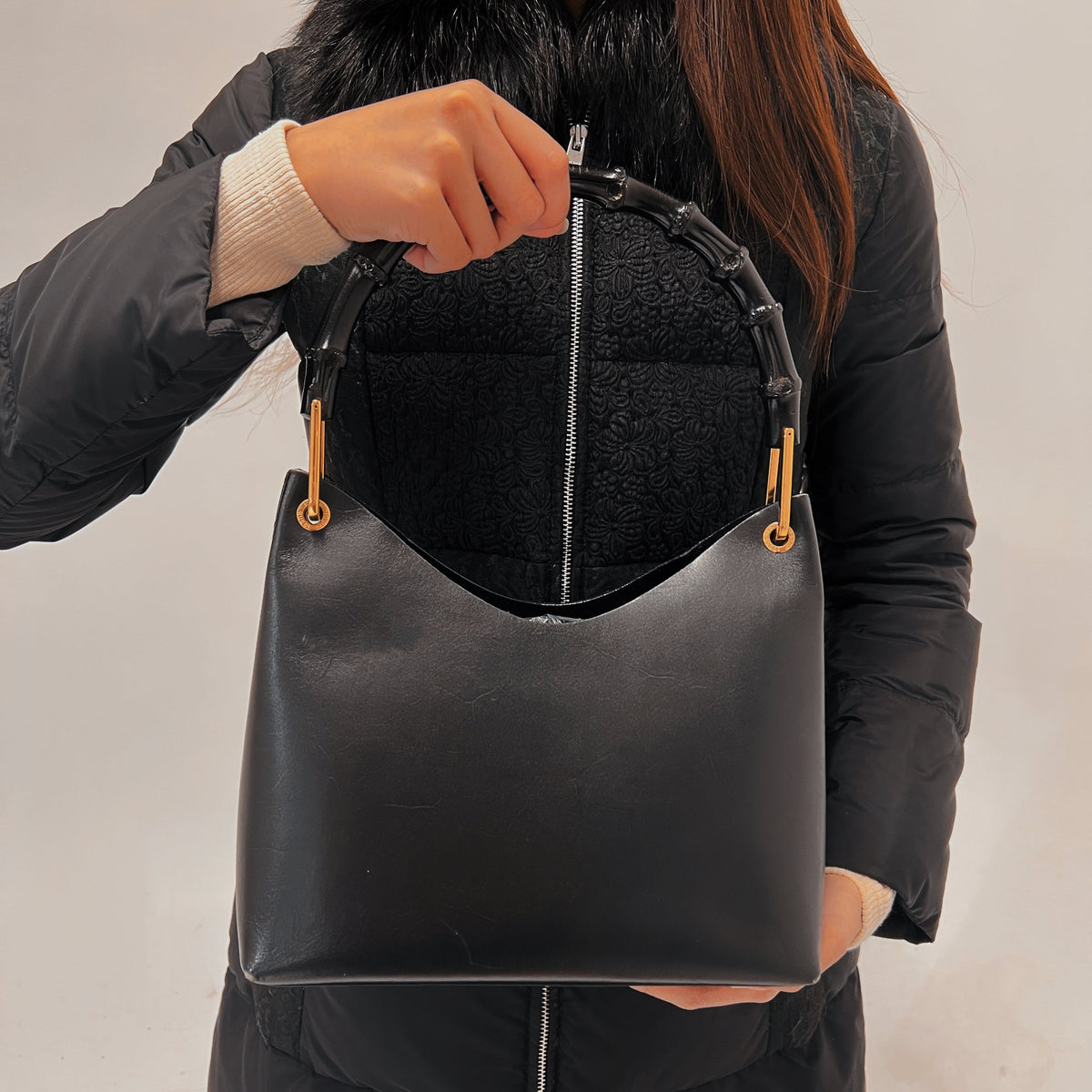 Gucci Bamboo Leather Hobo with Purse