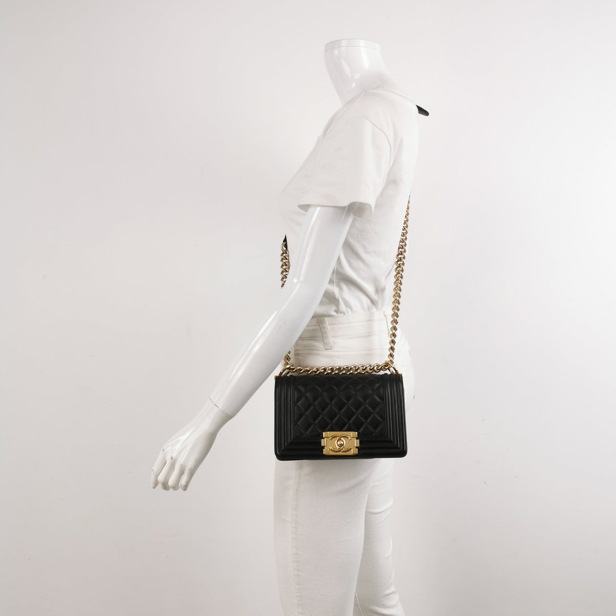 Chanel Le Boy Small Black Lambskin Leather Antiqued Gold Hardware