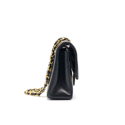 Chanel Vintage Classic Medium Double Flap Bag Black with 24K GHW