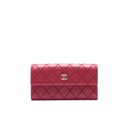 Chanel Red Quilted Leather CC Long Wallet