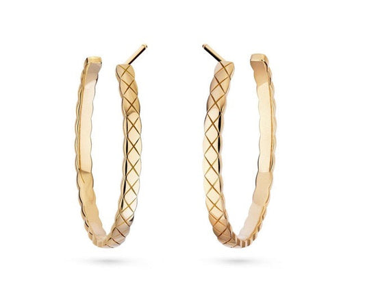 CHANEL 18K GOLD COCO CRUSH HOOP EARRINGS