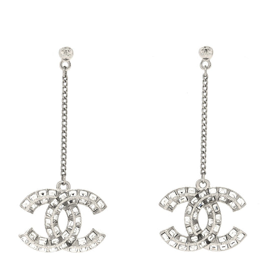 CHANEL BAGUETTE CRYSTAL CC DROP EARRINGS