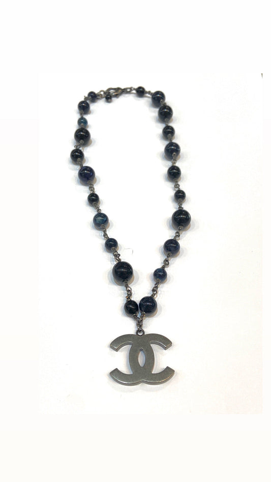CHANEL CC 10A VINTAGE BLACK PEARL NECKLACE