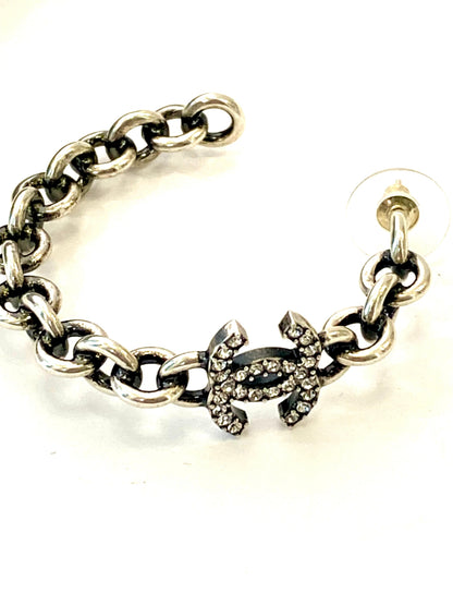 CHANEL CC CRYSTAL HOOP EARRINGS