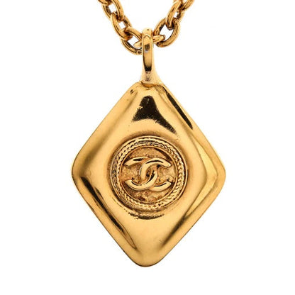 CHANEL CC VINTAGE DIAMOND SHAPPED PENDANT NECKLACE
