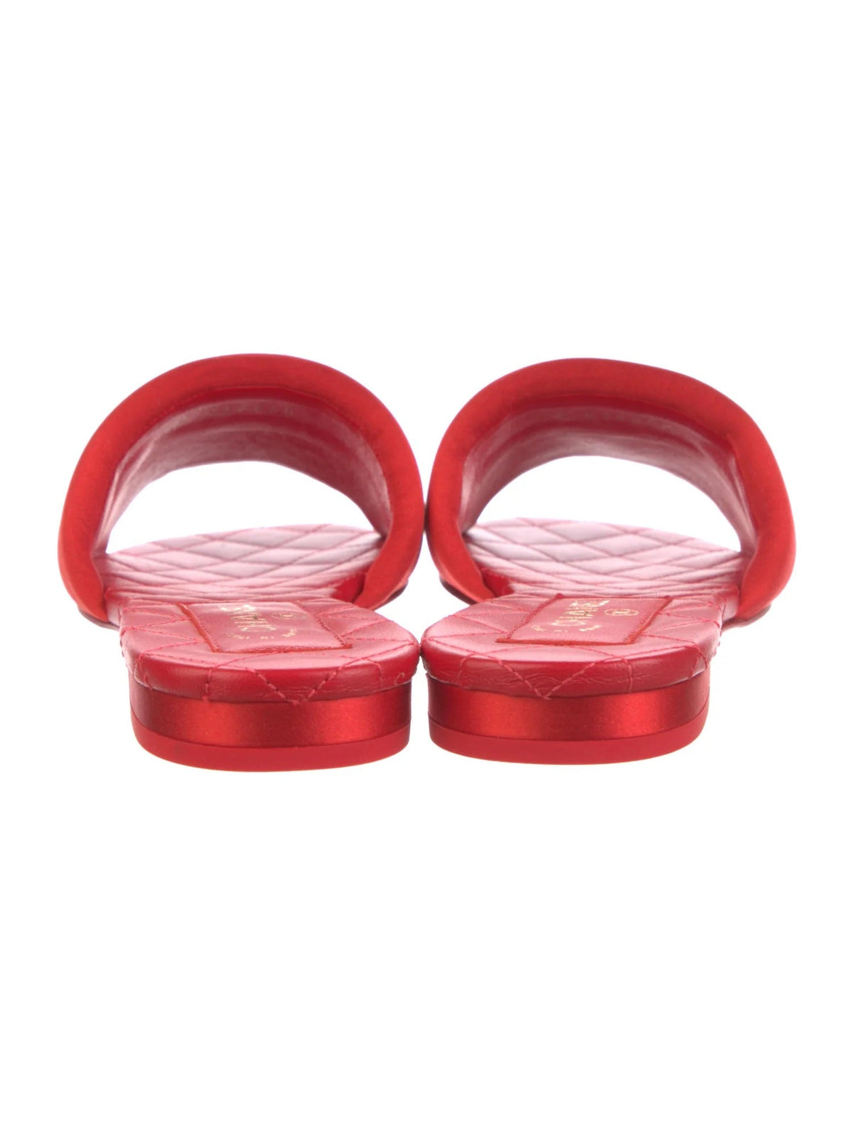 CHANEL CC LOGO SLIDES MULES RED