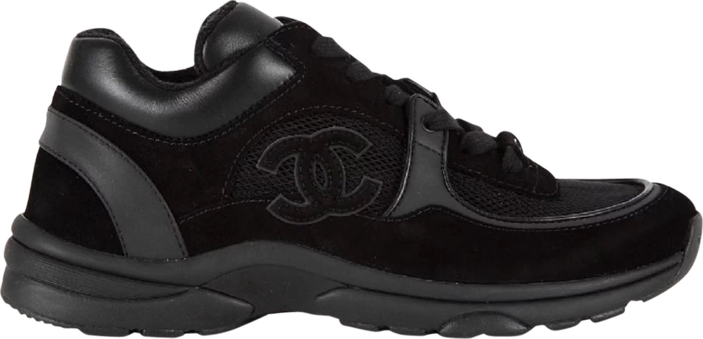 CHANEL CC LEATHER & MIXED FABRIC SNEAKERS