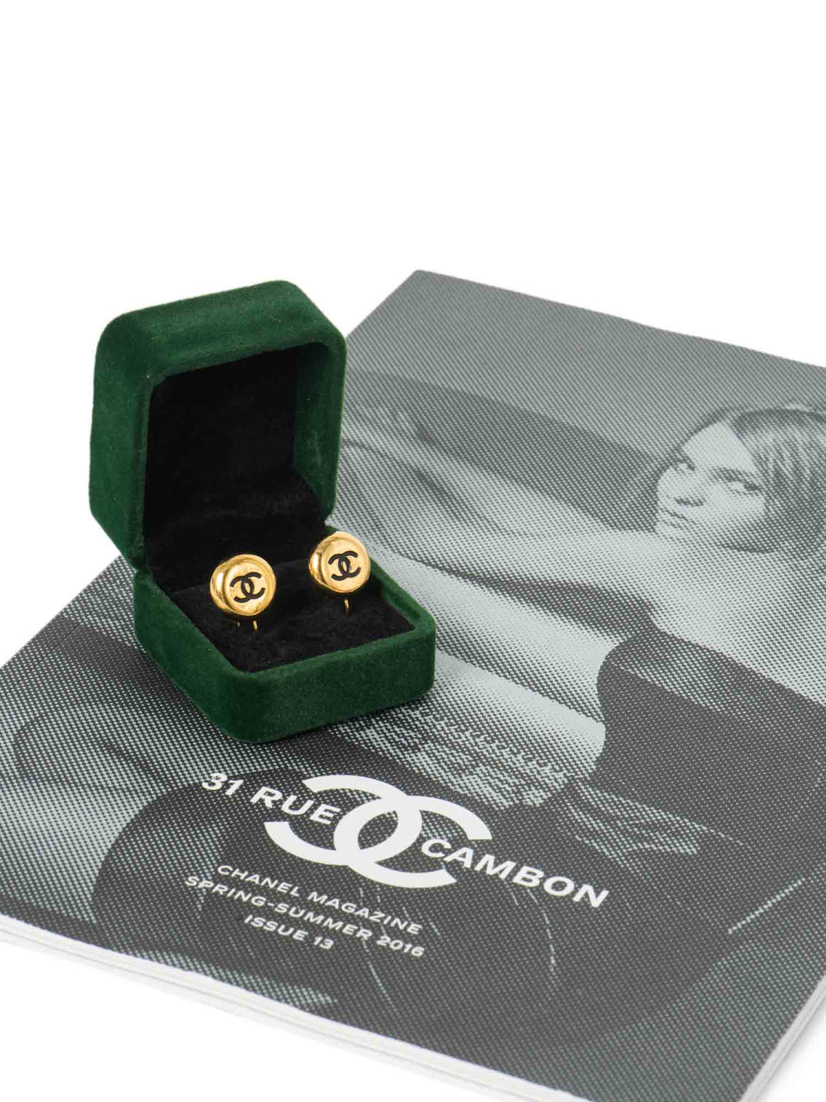Chanel CC Logo K Gold Plated Earrings