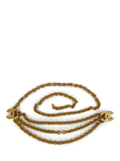 Chanel CC Logo K Plated Large Link Multi Chain Belt Necklace
