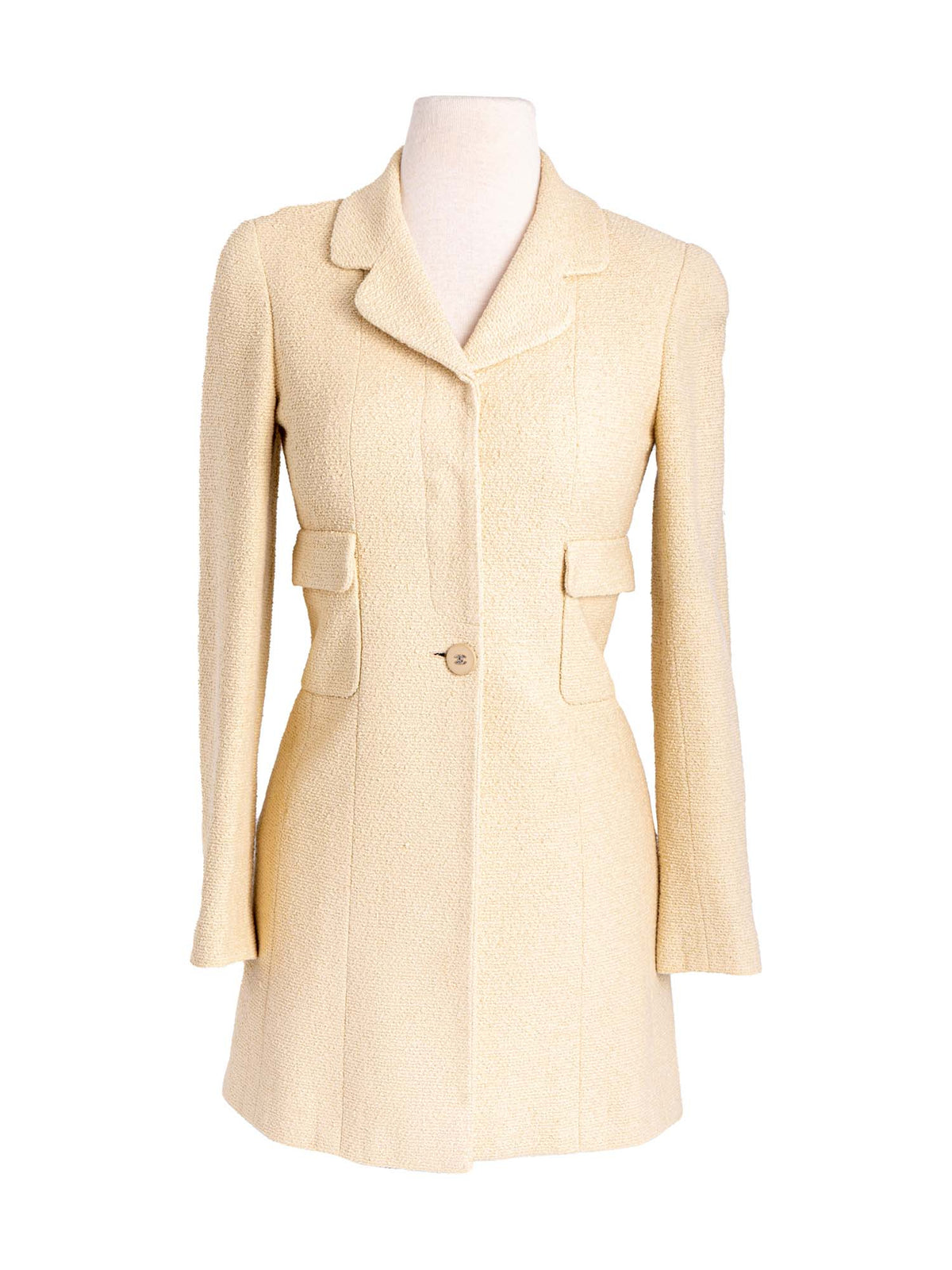 Chanel CC Logo s Tweed Fitted Jacket Beige