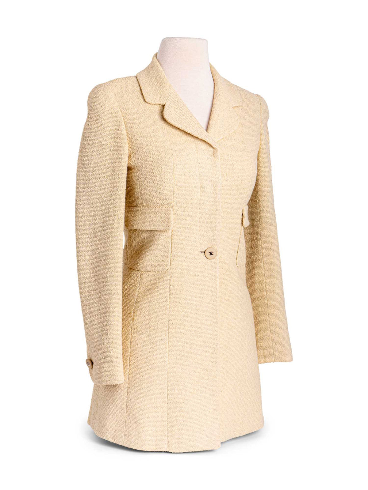 Chanel CC Logo s Tweed Fitted Jacket Beige
