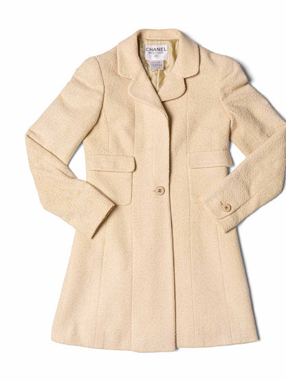 CHANEL CC Logo 90s Tweed Fitted Jacket Beige-designer resale
