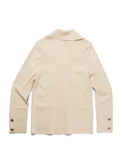Chanel CC Logo Buttoned Knit Cardigan Pearlescent Ivory