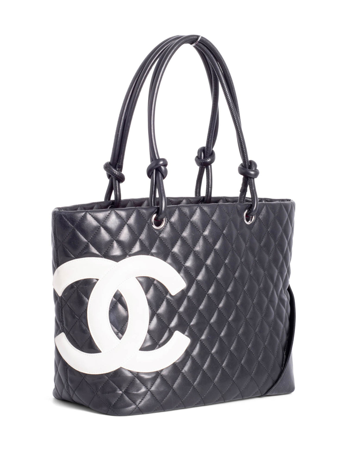 Chanel CC Logo Cambon Shopper Bag Black White
