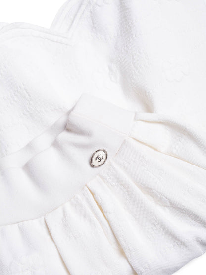 Chanel CC Logo Camellia Knit Aline Mini Skirt White