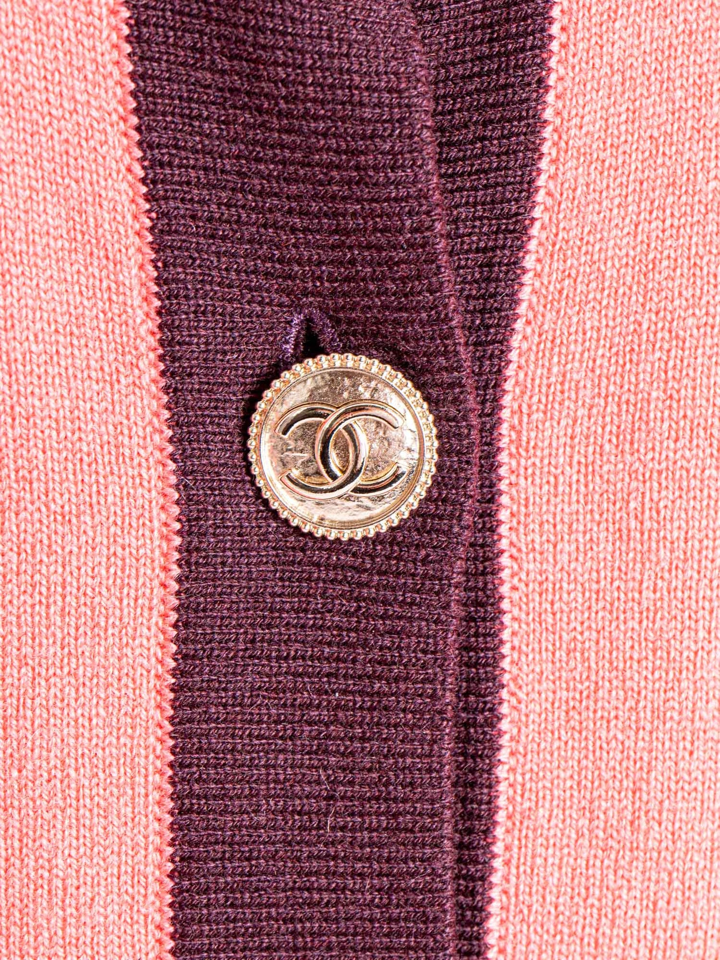 Chanel CC Logo Cashmere Cardigan Pink Dark Purple
