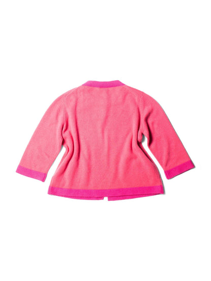 Chanel CC Logo Cashmere Color Block Cardigan Pink