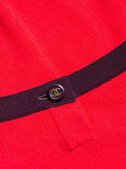 Chanel CC Logo Cashmere Cropped Top Burgundy Red