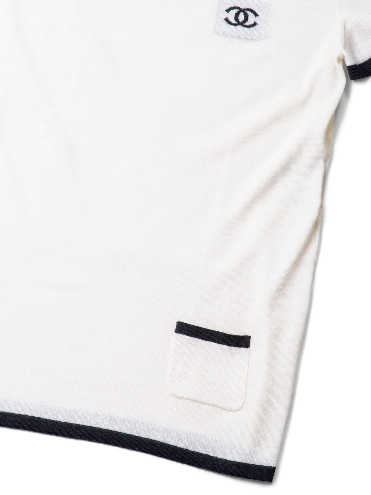Chanel CC Logo Cashmere Knit T-Shirt Ivory Black
