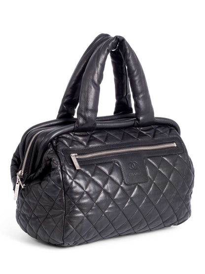 Chanel CC Logo Caviar Leather Cocoon Duffle Bag Black