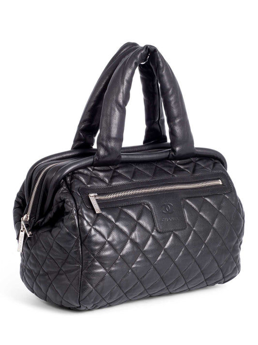 Chanel CC Logo Caviar Leather Cocoon Duffle Bag Black