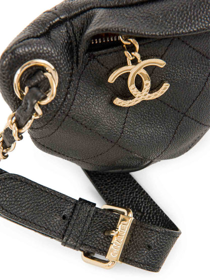Chanel CC Logo Caviar Leather Fanny Pack Waist Bag Black