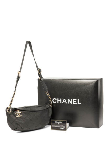 Chanel CC Logo Caviar Leather Fanny Pack Waist Bag Black