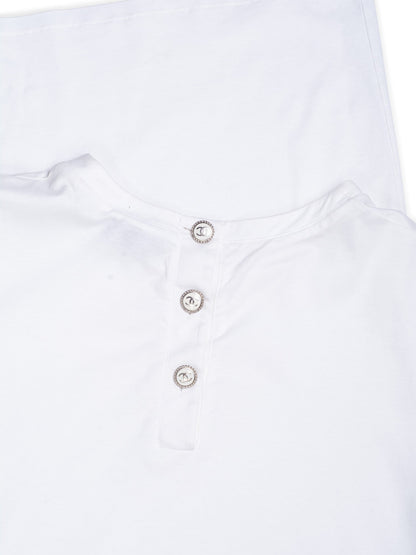 Chanel CC Logo Cotton T-Shirt Dress White